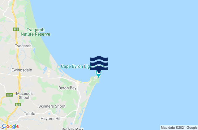 Mappa delle Getijden in Little Wategos Beach, Australia