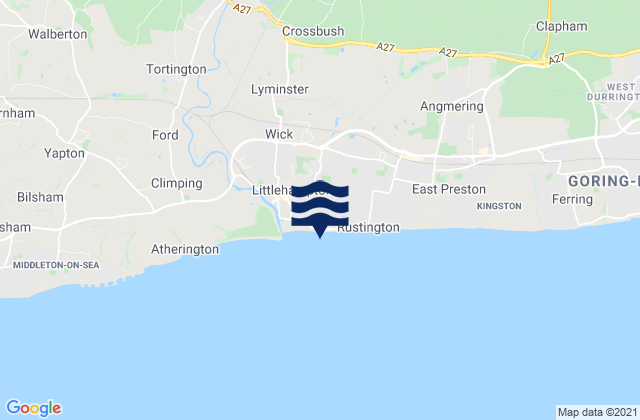 Mappa delle Getijden in Littlehampton Beach, United Kingdom