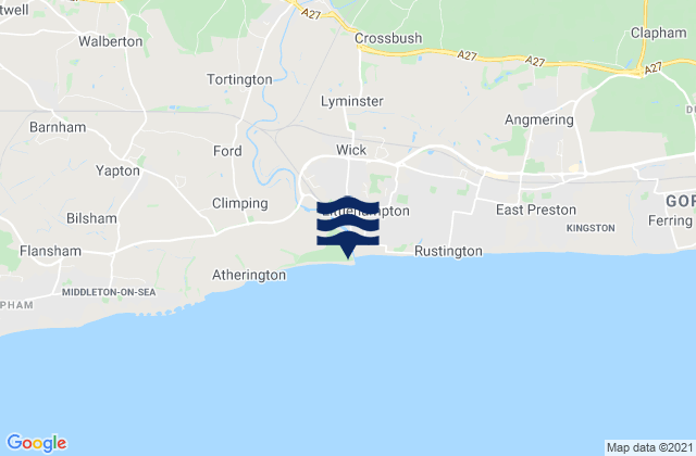 Mappa delle Getijden in Littlehampton West Beach, United Kingdom