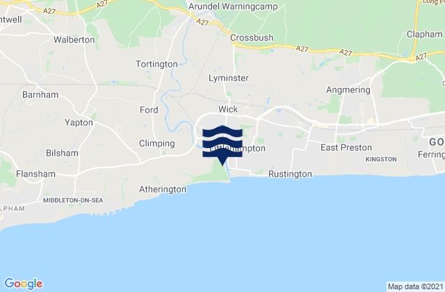 Mappa delle Getijden in Littlehampton, United Kingdom