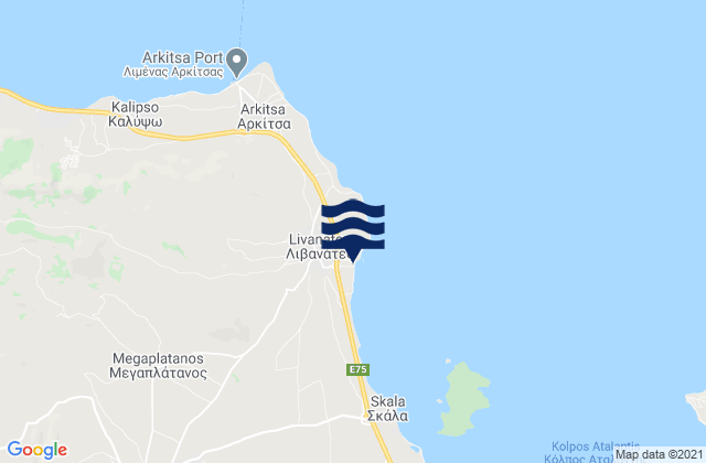 Mappa delle Getijden in Livanátes, Greece