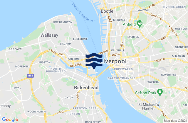 Mappa delle Getijden in Liverpool (Alfred Dock), United Kingdom