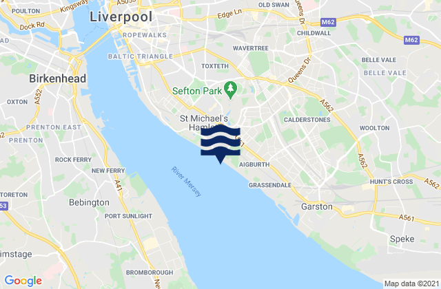 Mappa delle Getijden in Liverpool, United Kingdom