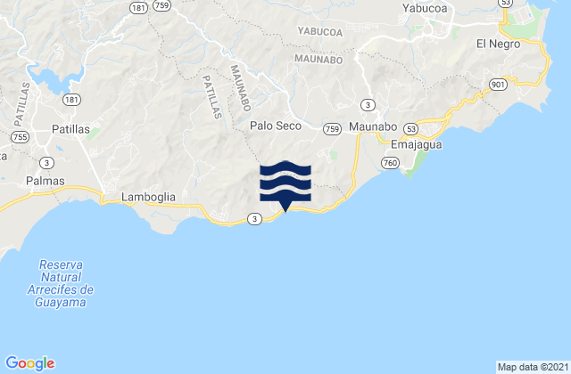 Mappa delle Getijden in Lizas Barrio, Puerto Rico