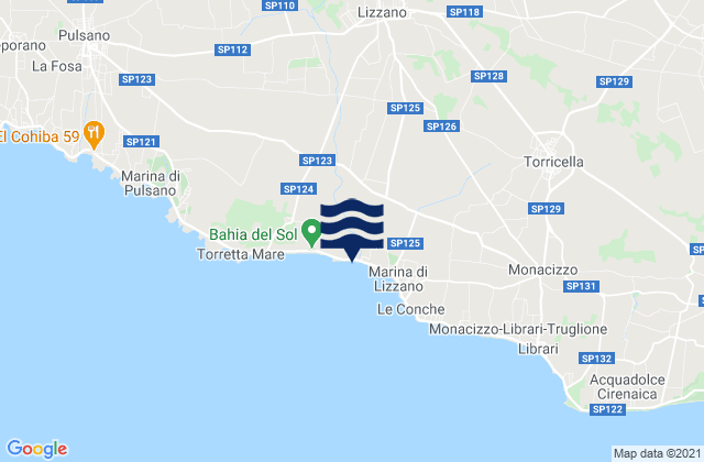 Mappa delle Getijden in Lizzano, Italy