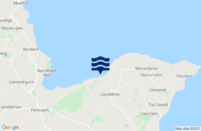 Mappa delle Getijden in Llanddona Beach, United Kingdom