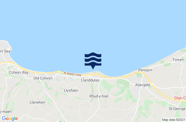 Mappa delle Getijden in Llanddulas Beach, United Kingdom