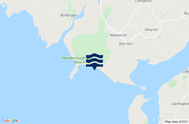 Mappa delle Getijden in Llanddwyn Beach, United Kingdom