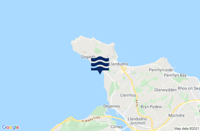 Mappa delle Getijden in Llandudno - West Shore Beach, United Kingdom