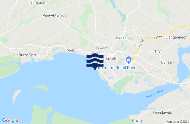 Mappa delle Getijden in Llanelli Beach, United Kingdom