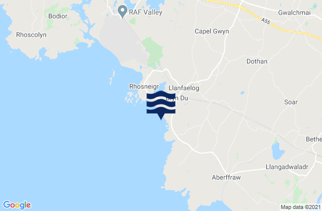 Mappa delle Getijden in Llanfaelog Beach, United Kingdom