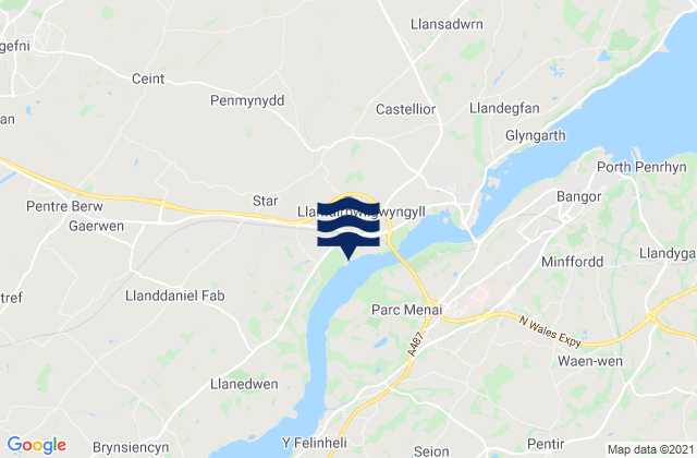 Mappa delle Getijden in Llanfairpwllgwyngyll, United Kingdom