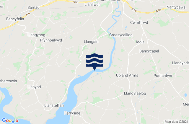 Mappa delle Getijden in Llangain, United Kingdom