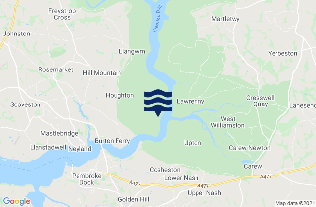 Mappa delle Getijden in Llangwm, United Kingdom