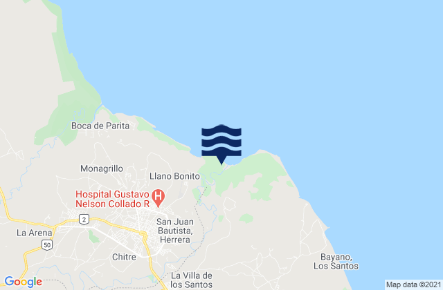 Mappa delle Getijden in Llano Largo, Panama