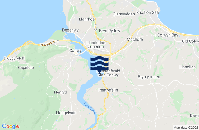 Mappa delle Getijden in Llansantffraid Glan Conwy, United Kingdom
