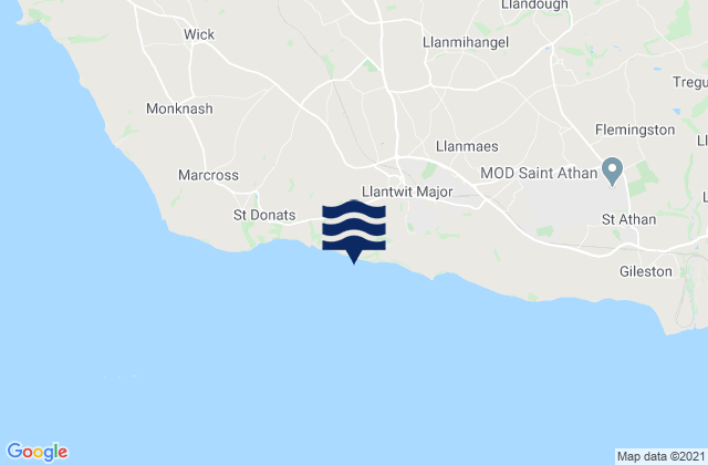 Mappa delle Getijden in Llantwit Major Beach, United Kingdom