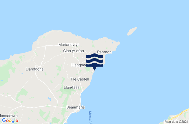 Mappa delle Getijden in Lleiniog Beach, United Kingdom