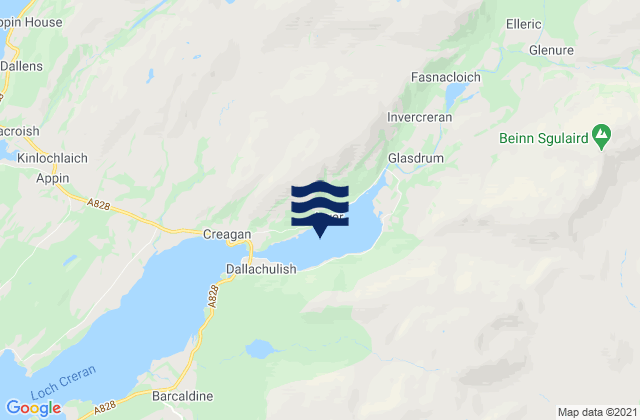 Mappa delle Getijden in Loch Creran Head, United Kingdom