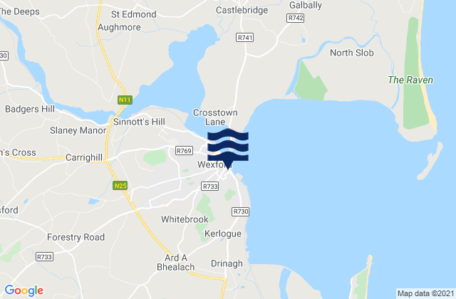 Mappa delle Getijden in Loch Garman, Ireland