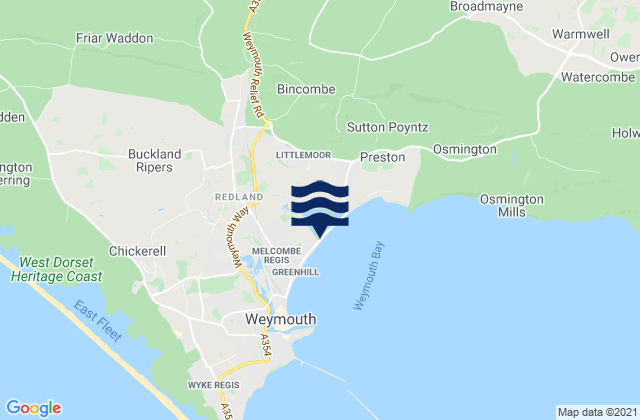 Mappa delle Getijden in Lodmoor Beach, United Kingdom