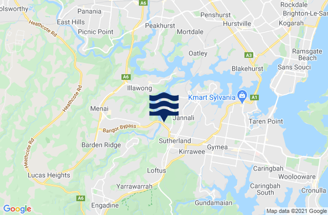 Mappa delle Getijden in Loftus, Australia