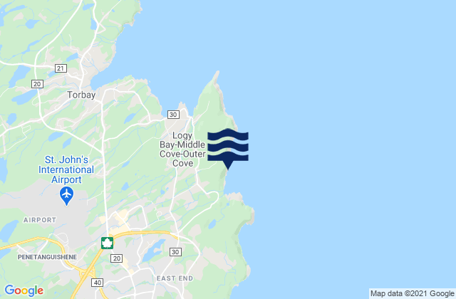 Mappa delle Getijden in Logy Bay, Canada