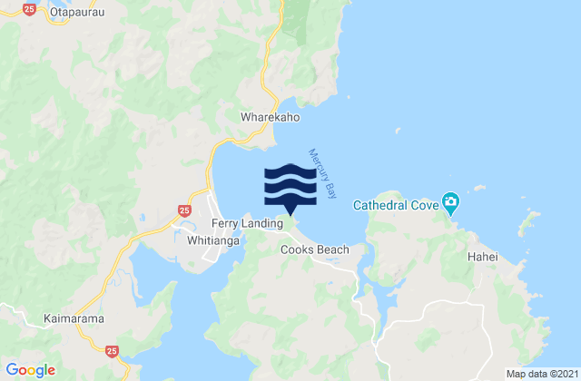 Mappa delle Getijden in Lonely Bay, New Zealand