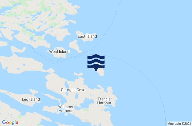 Mappa delle Getijden in Long (Fox) Island, Canada