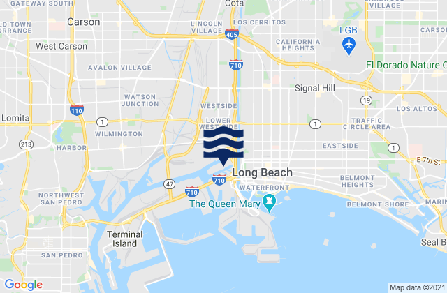 Mappa delle Getijden in Long Beach (Inner Harbor), United States