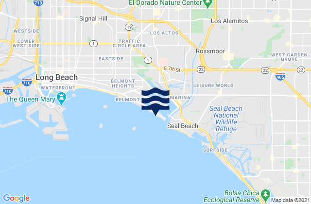 Mappa delle Getijden in Long Beach Peninsula, United States