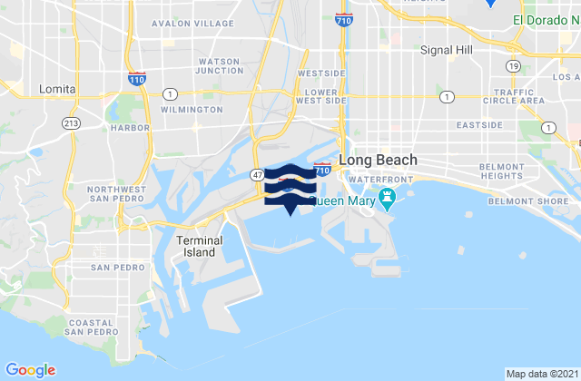 Mappa delle Getijden in Long Beach Terminal Island, United States