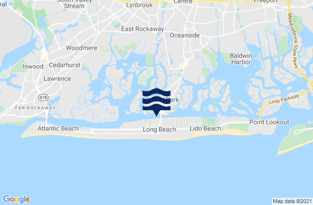 Mappa delle Getijden in Long Beach inside between bridges, United States