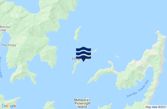 Mappa delle Getijden in Long Island, New Zealand