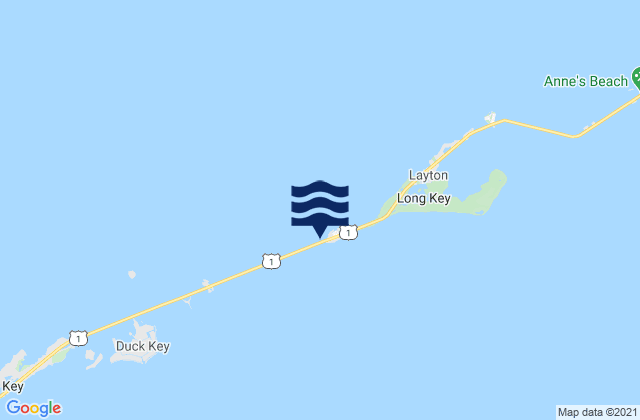 Mappa delle Getijden in Long Key (Western End), United States
