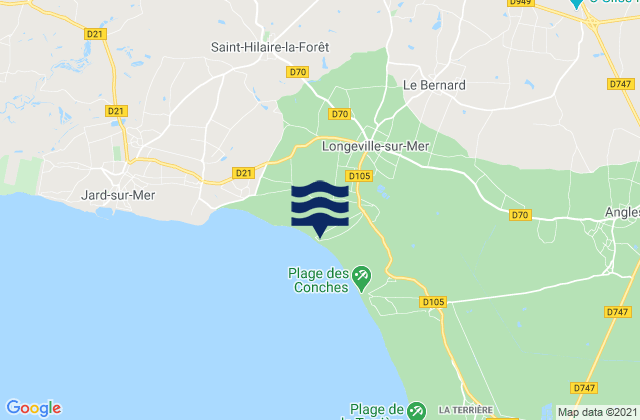 Mappa delle Getijden in Longeville-sur-Mer, France