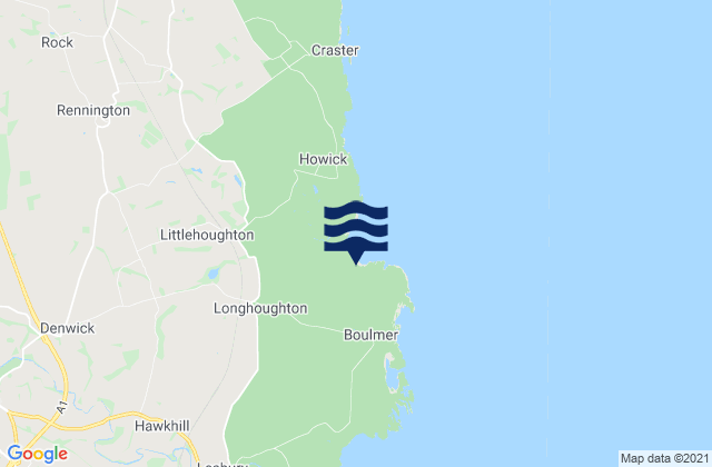Mappa delle Getijden in Longhoughton Beach, United Kingdom