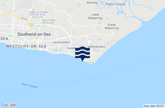 Mappa delle Getijden in Longsands Bay, United Kingdom