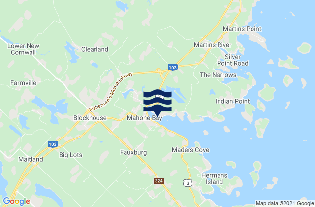 Mappa delle Getijden in Loon Island, Canada