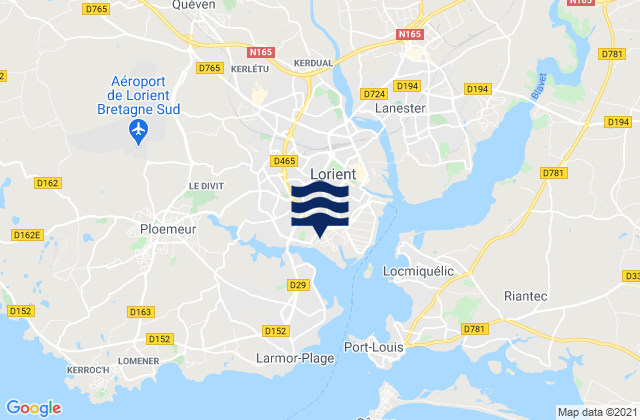Mappa delle Getijden in Lorient, France