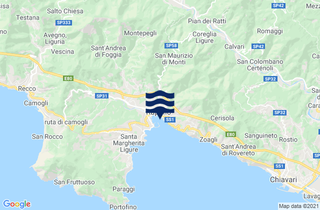 Mappa delle Getijden in Lorsica, Italy