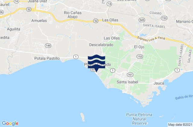 Mappa delle Getijden in Los Llanos, Puerto Rico