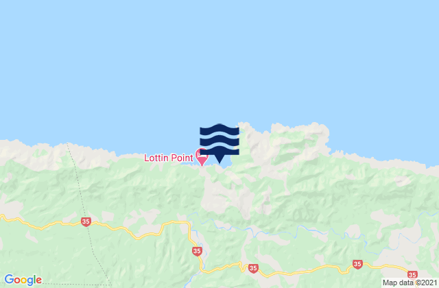 Mappa delle Getijden in Lottin Point, New Zealand