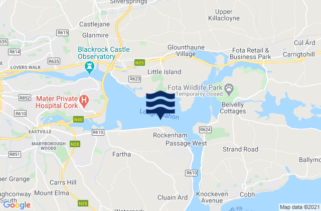 Mappa delle Getijden in Lough Mahon, Ireland