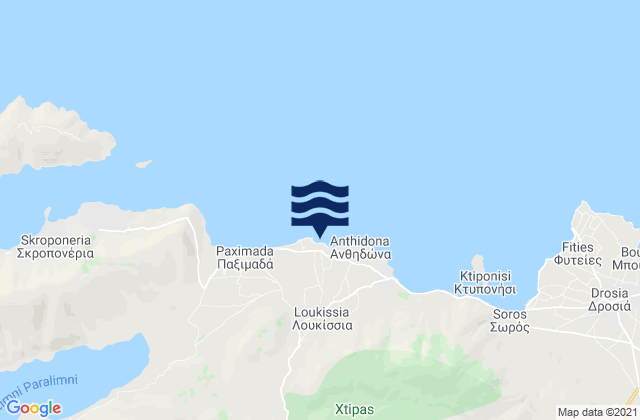 Mappa delle Getijden in Loukísia, Greece