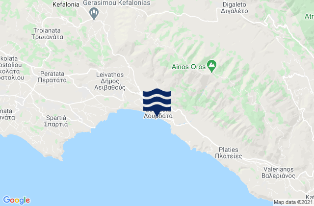 Mappa delle Getijden in Lourdata, Greece
