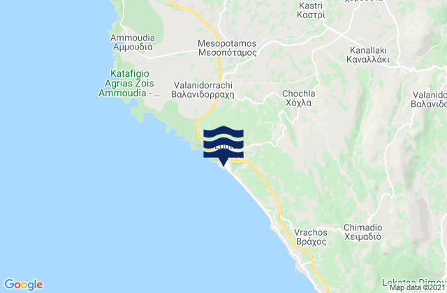 Mappa delle Getijden in Lousta, Greece