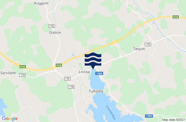 Mappa delle Getijden in Loviisa, Finland