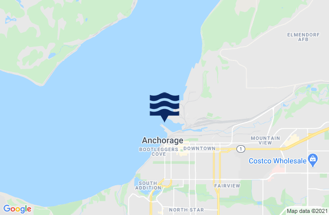 Mappa delle Getijden in Lower Anchorage, United States