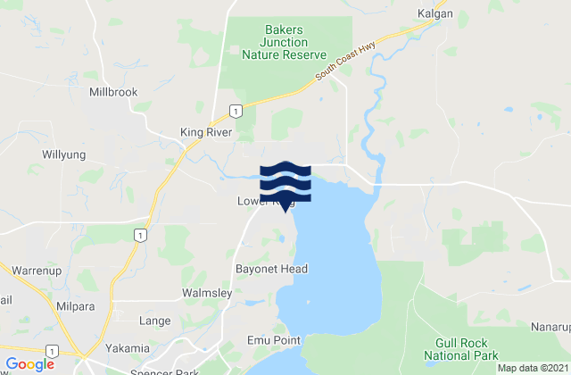 Mappa delle Getijden in Lower King, Australia